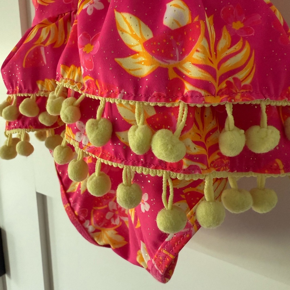 Betsey Johnson Pink Floral Ruffle Swimsuit - Picture 3 of 5
